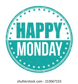 Happy Monday Grunge Rubber Stamp On White, Vector Illustration