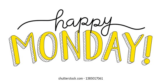 Happy Monday Hand Lettering Banner Stock Vector (Royalty Free ...