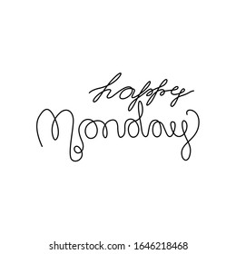 Happy Monday Hand Lettering Continuous Line Stock Vector (Royalty Free ...