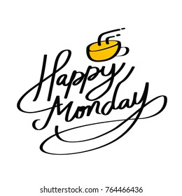 Happy monday. Hand writing. calligraphy isolated on a white background. vector