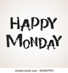 Happy Monday handwritten with golden brush lettering.