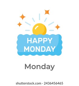 Happy monday icon in modern design style, isolated on white background