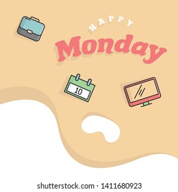 Happy monday illustration. This illustration is intended for people who are sad or even hate Monday, especially office workers