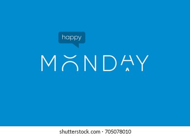 Happy monday logo with capitals letters in movement. Editable vector design.