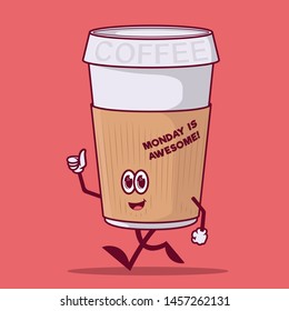 Happy Monday morning Coffee cup vector illustration. Motivation, inspiration design concept 
