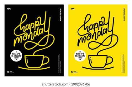 Happy Monday Poster Design Template Coffee Stock Vector (Royalty Free ...