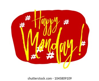 Happy monday, sign with red comic pop art label