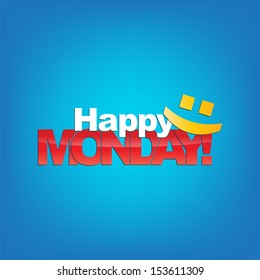 Happy Monday with a smile face. Typography background. (EPS10 Vector)