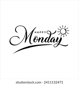 Happy Monday Text Design. Creative Lettering Design Template.