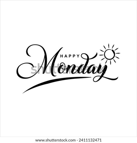 Happy Monday Text Design. Creative Lettering Design Template.