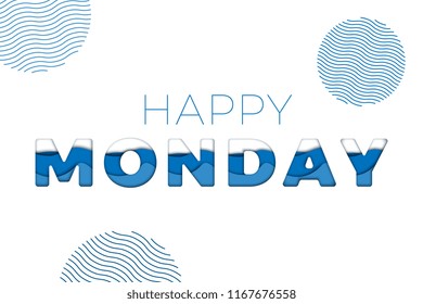 happy monday vector illustration with realistic paper cut 3d layers on white background