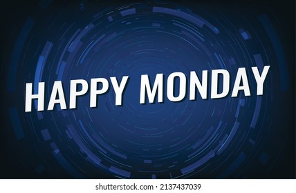 happy Monday word concept vector illustration with blue lines modern futuristic 3d style for landing page template ui web mobile app poster banner flyer background gift card coupon label wallpaper