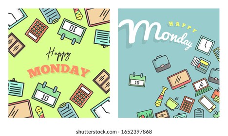 Happy monday to work background illustration