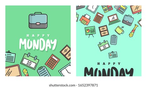 Happy monday to work background illustration