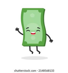 Happy money banknote. Vector flat cartoon character illustration icon design. Isolated on white background