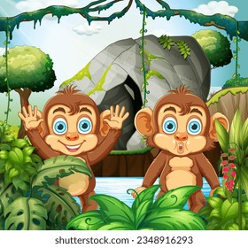 Happy money in the forest illustration