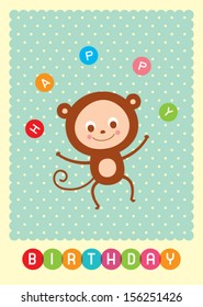 happy monkey birthday card