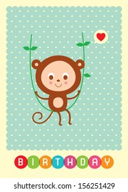 happy monkey birthday card