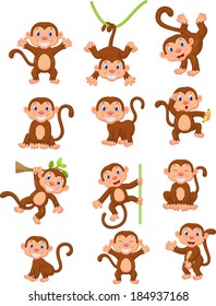 Happy monkey cartoon collection set