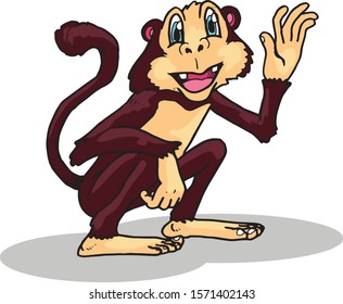 Happy Monkey Cartoon Vector Illustration