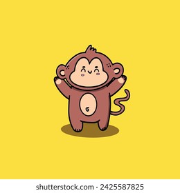 Happy monkey cute monkey vector 