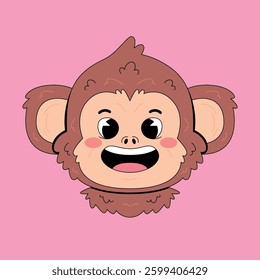 Happy monkey face hand drawn