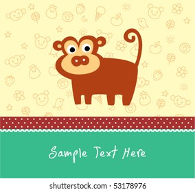 happy monkey greeting card