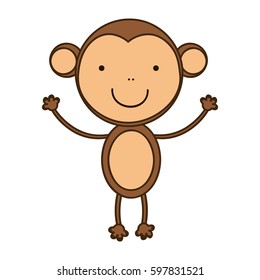 happy monkey with hands up icon, vector illustraction design