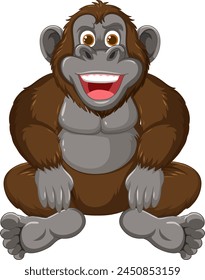 A happy monkey illustrated in a sitting pose.