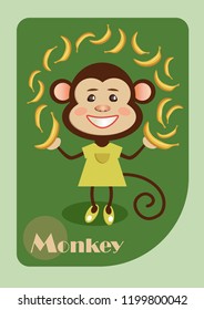 happy monkey juggles with bananas