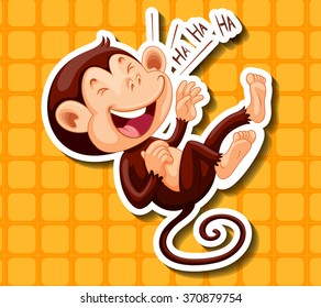 Happy monkey laughing alone illustration