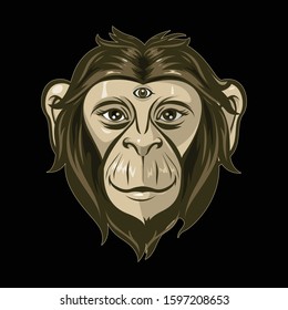 Happy Monkey Mascot Cartoon Logo Design