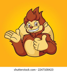Happy monkey mascot giving thumbs up