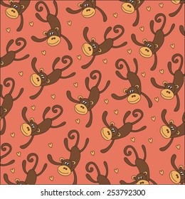 happy monkey pattern vector design