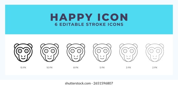 Happy monkey stroke icon for web. Mobile apps and ui.