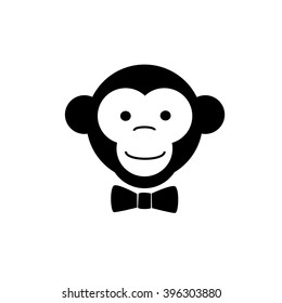 Happy monkey with tie icon
