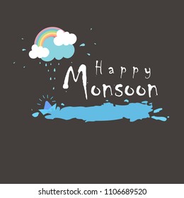 Happy Monsoon Creative Greeting Card Design.