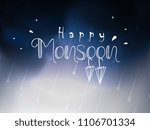 Happy Monsoon Creative Text on Dark Thunderstorm Background.
