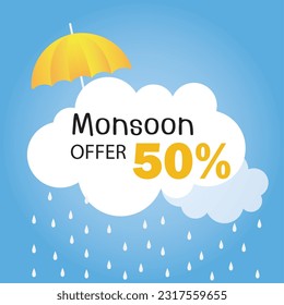 happy monsoon design with colorful umbrellas icon over blue background vector illustration