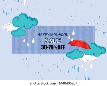 happy monsoon sale offers ads and web banners design in vector