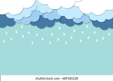 Happy Monsoon Season Background with Cloud and Rainy. Vector Illustration.