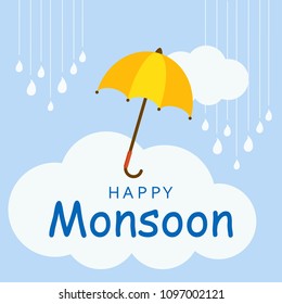 Happy Monsoon Season design, Vector Illustration.