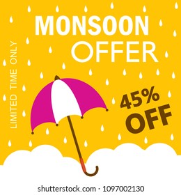 Happy Monsoon Season design, Vector Illustration.