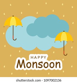 Happy Monsoon Season design, Vector Illustration.