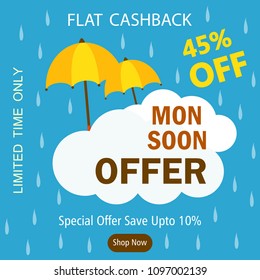 Happy Monsoon Season design, Vector Illustration.