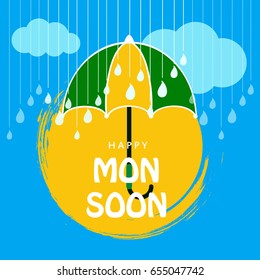 Happy Monsoon Season design, Vector Illustration.