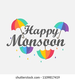 Happy Monsoon Season Sale Poster Or Sale Banner Template Design.