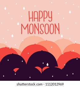 Happy Monsoon Season Sale Poster Or Sale Banner Template Design.