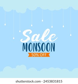 Happy monsoon season sale with a special offer Vector. Monsoon sale vector.