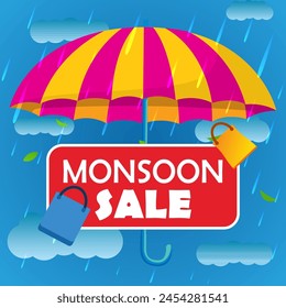 Happy monsoon season sale with a special offer Vector. Monsoon sale vector.